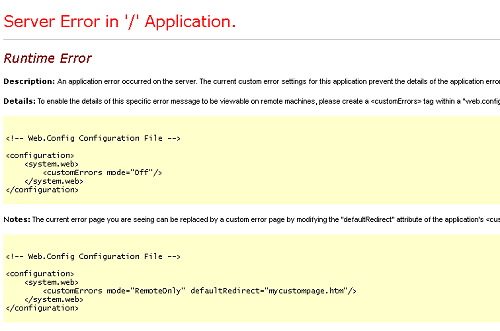 Server Error in Application Runtime Error